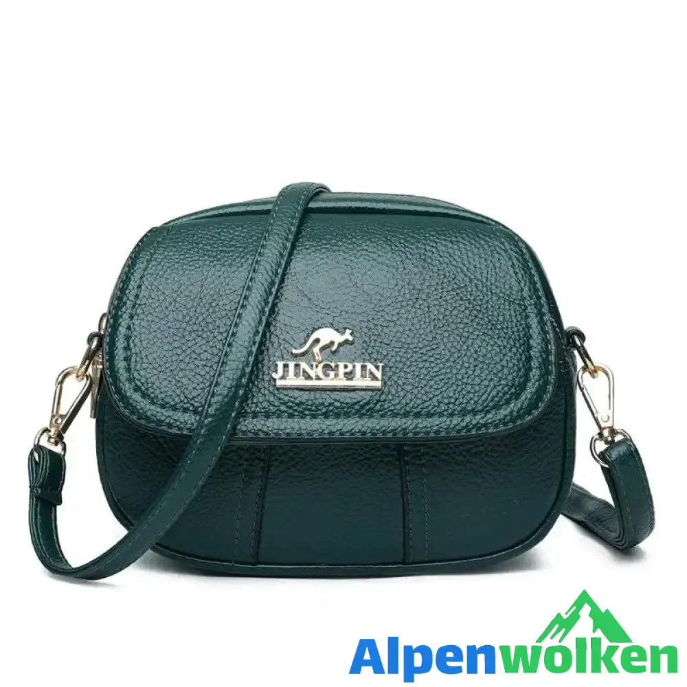 Alpenwolken - Leichte Damen-Umhängetasche aus weichem Leder grün