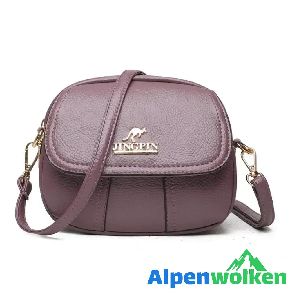 Alpenwolken - Leichte Damen-Umhängetasche aus weichem Leder lila