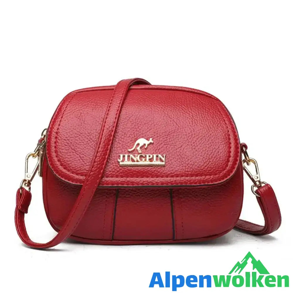 Alpenwolken - Leichte Damen-Umhängetasche aus weichem Leder rot