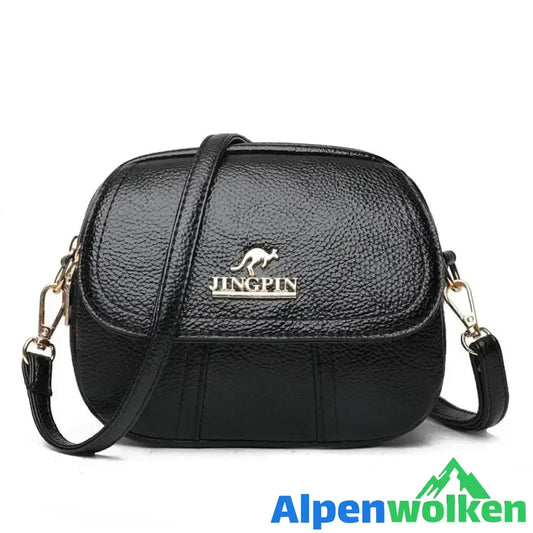 Alpenwolken - Leichte Damen-Umhängetasche aus weichem Leder schwarz