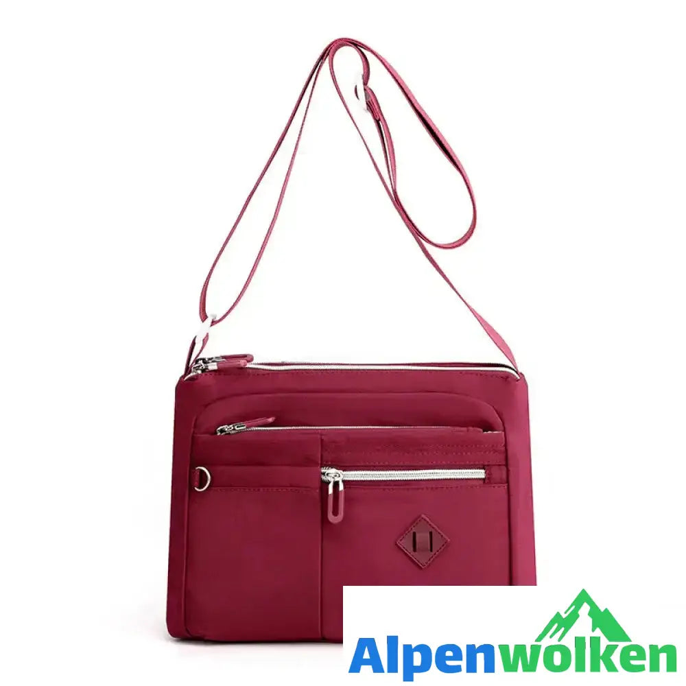 Alpenwolken - Leichte Schultertasche mit mehreren Taschen für Damen Rot