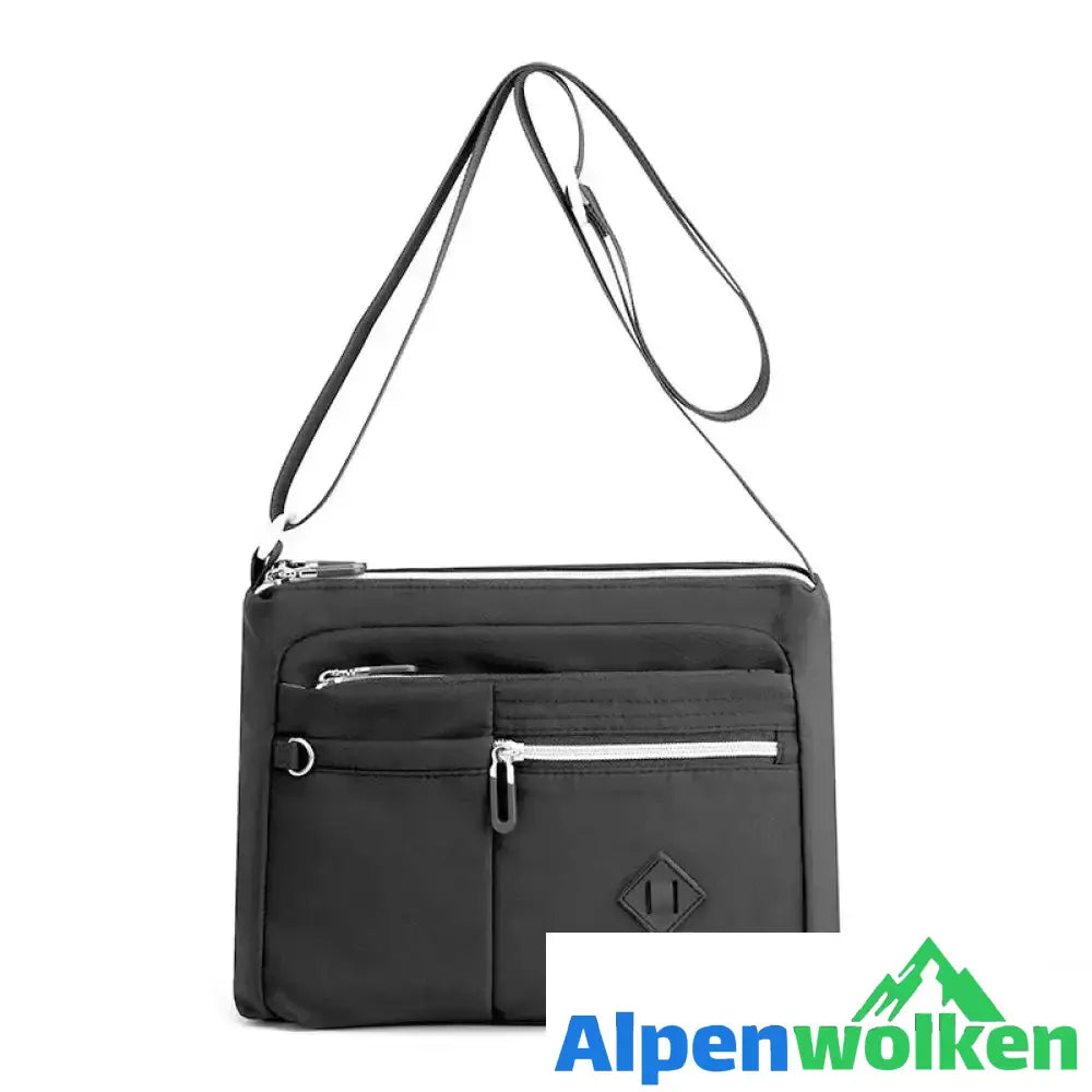 Alpenwolken - Leichte Schultertasche mit mehreren Taschen für Damen Schwarz