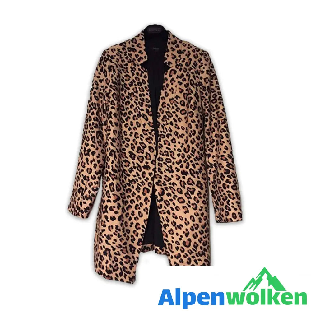 Alpenwolken - Leopard Bedruckter Blazer Für Frauen S