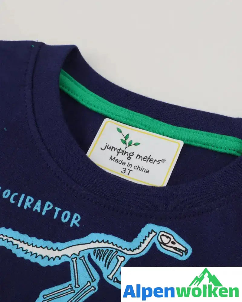 Alpenwolken - Leuchtendes Kinder-T-Shirt mit Dinosaurier-Aufdruck