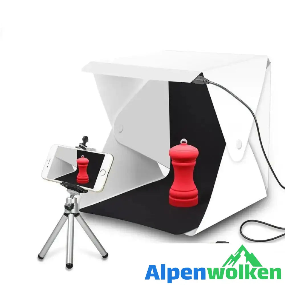 Alpenwolken - Lichtzelt Fotostudio mit 2 Hintergrundtücher