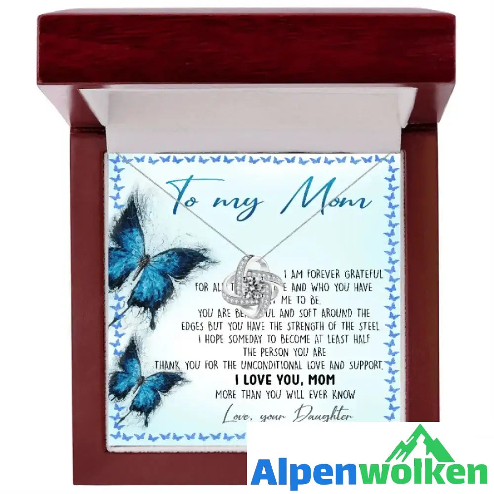 Alpenwolken - Liebe Mama | Die vielen Opfer, die du gebracht hast | Liebesknoten-Halskette G Luxus-Box