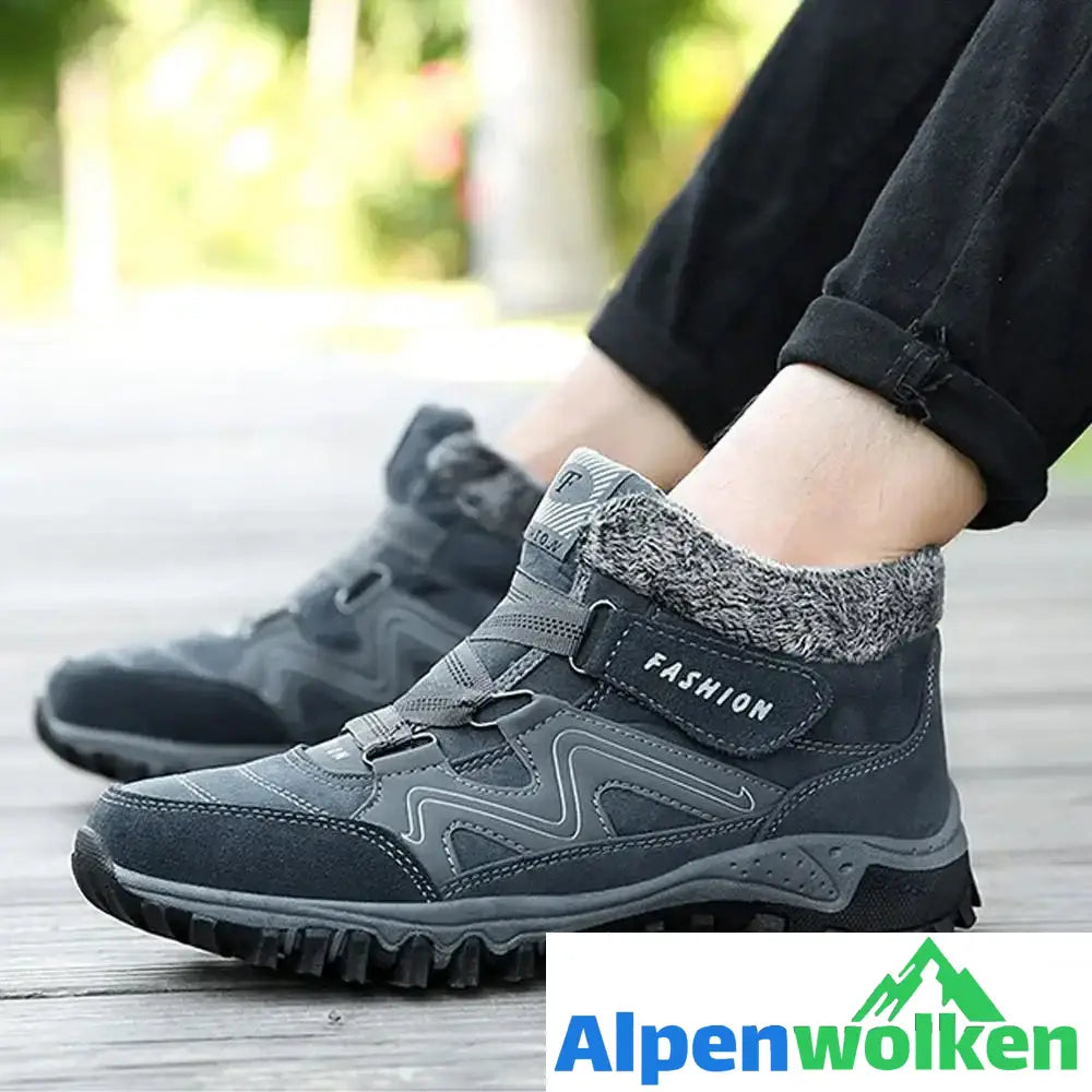 Alpenwolken - Liebespaar warme Pelzfutter Schneeschuhe DUNKELGRAU