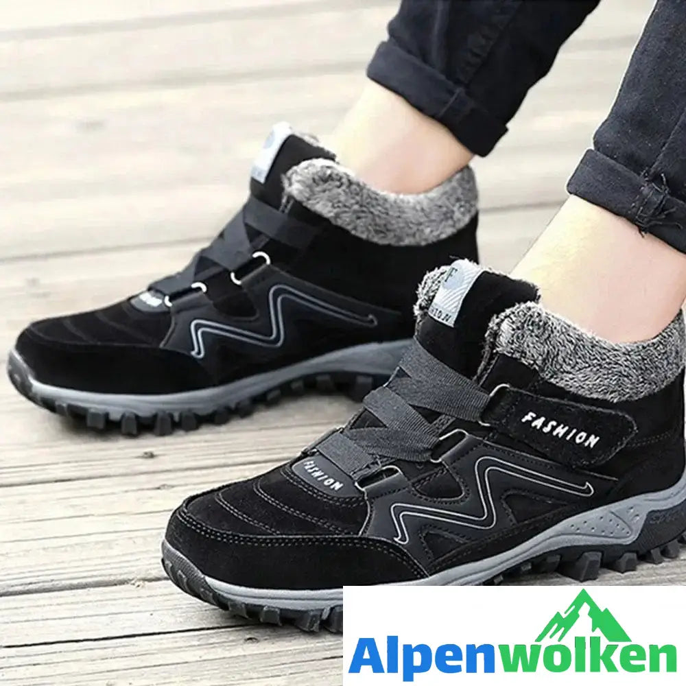 Alpenwolken - Liebespaar warme Pelzfutter Schneeschuhe GANZ SCHWARZ