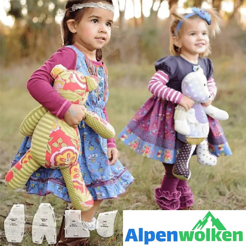 Alpenwolken - Linealset mit Bärenvorlage