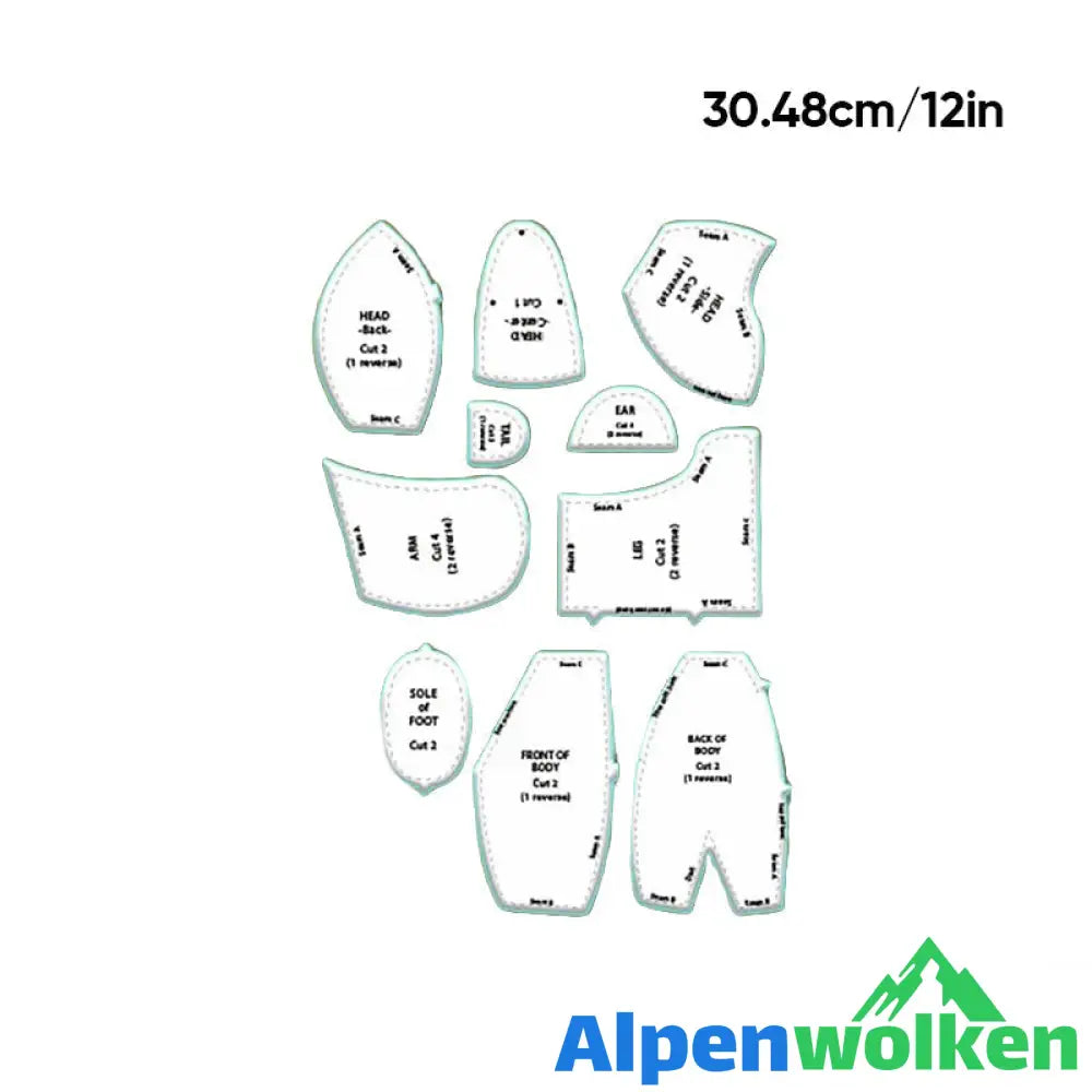 Alpenwolken - Linealset mit Bärenvorlage M