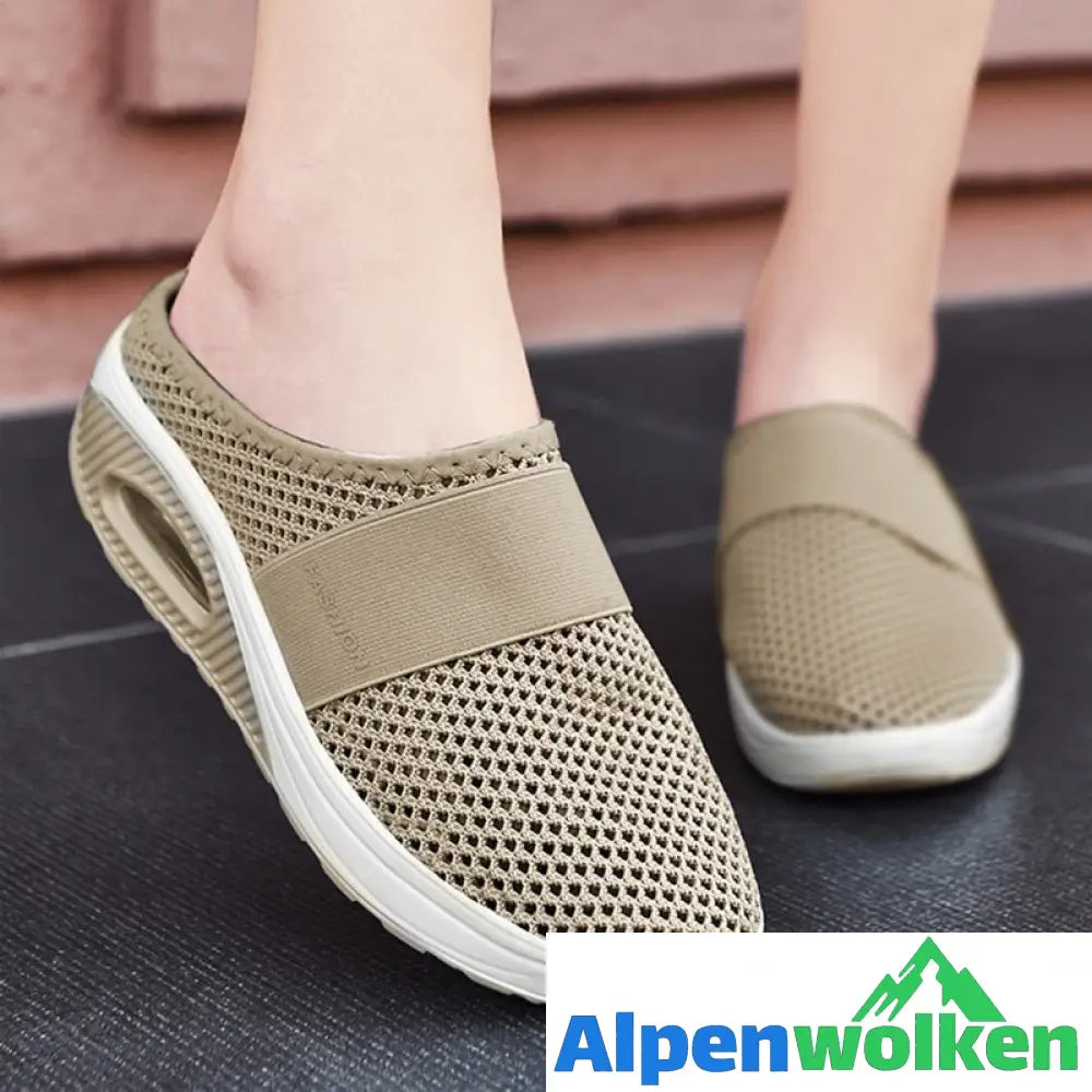 Alpenwolken - Luftkissen Slip-On Orthopädische Diabetiker-Wanderschuhe khaki