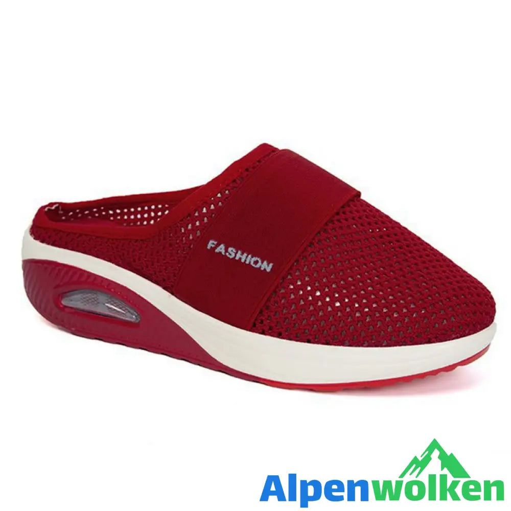 Alpenwolken - Luftkissen Slip-On Orthopädische Diabetiker-Wanderschuhe rot