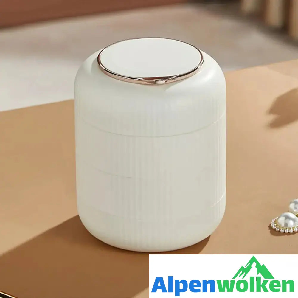 Alpenwolken - Mehrschichtige drehbare Aufbewahrungsbox für Schmuck Weiß