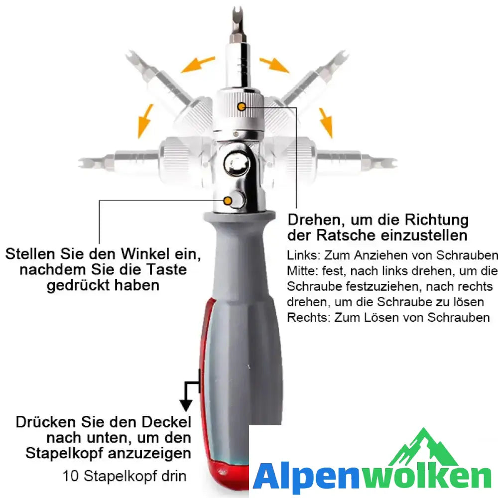 Alpenwolken - Mehrwinkel Ratschenschraubendreher Set