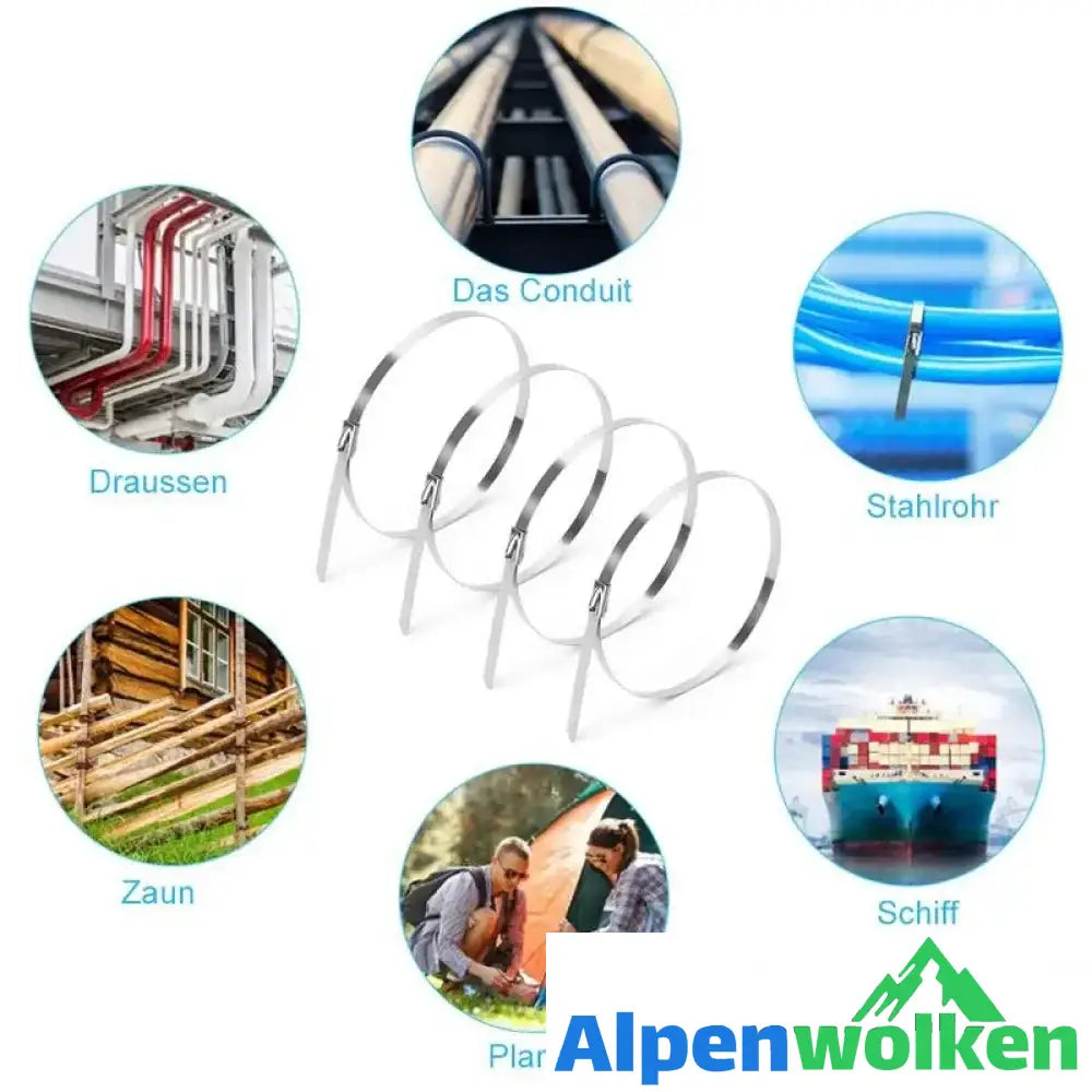 Alpenwolken - Mehrzweck-Kabelbinder aus Metall (100 STÜCK)