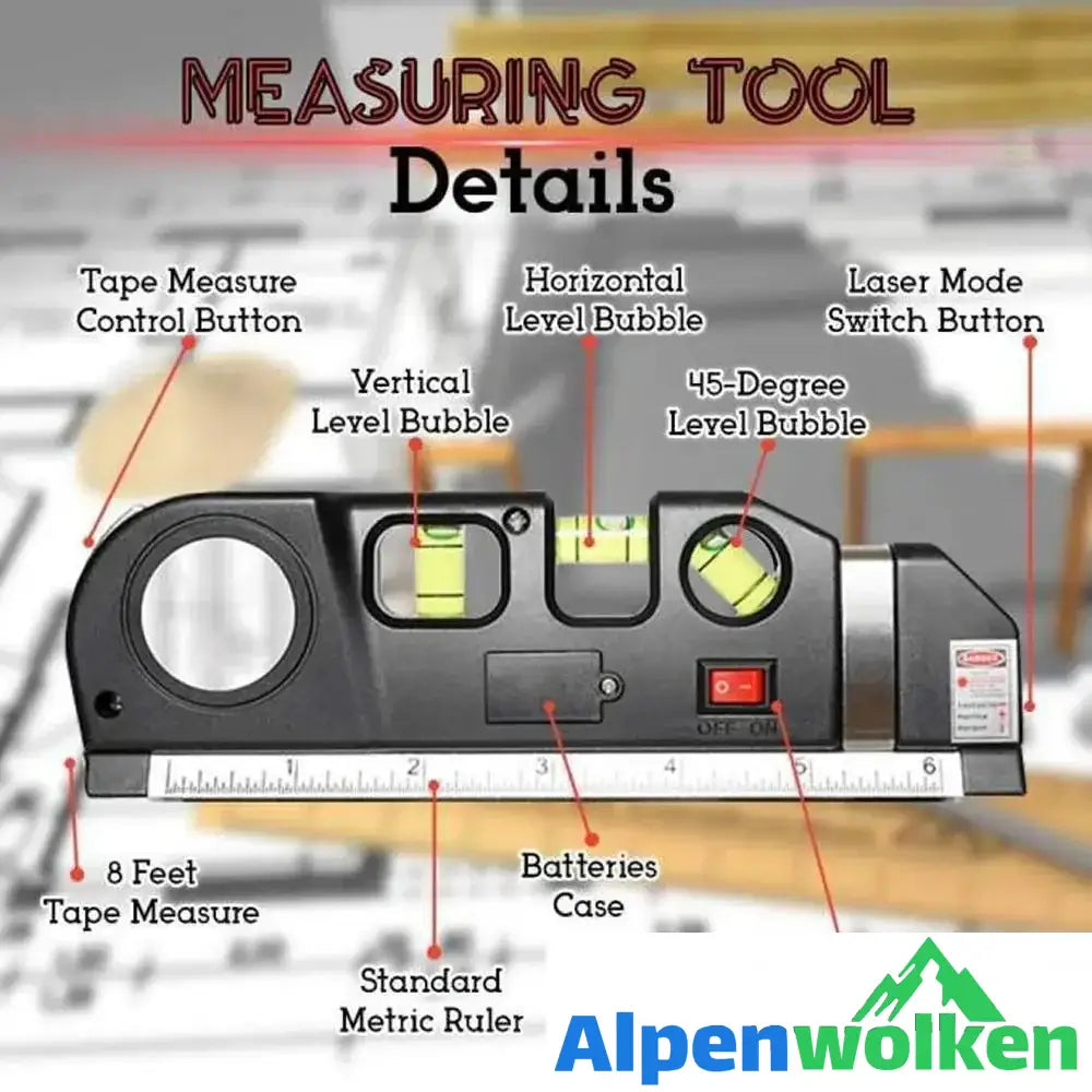 Alpenwolken - Mehrzweck-Laserebene 4-in-1-Lasermesswerkzeug