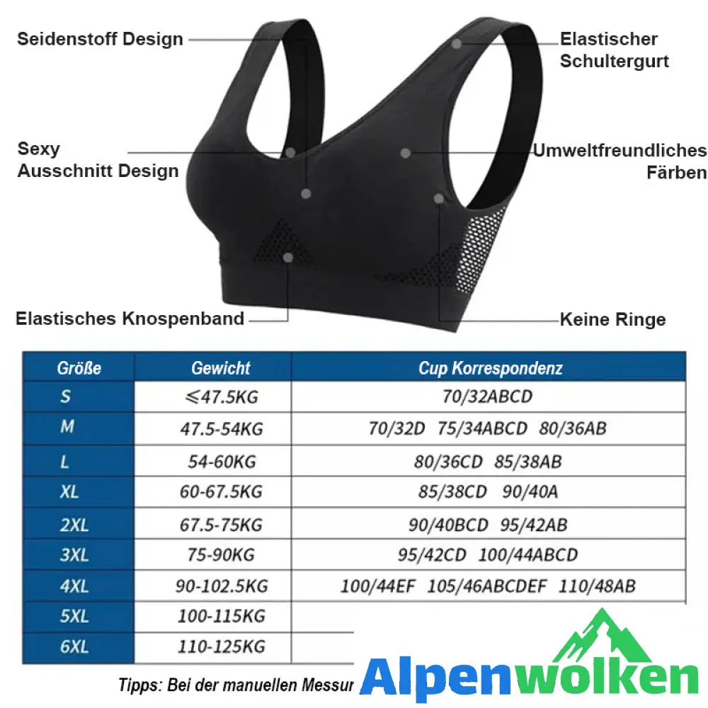 Alpenwolken - Mesh Atmungsaktiver Sport BH