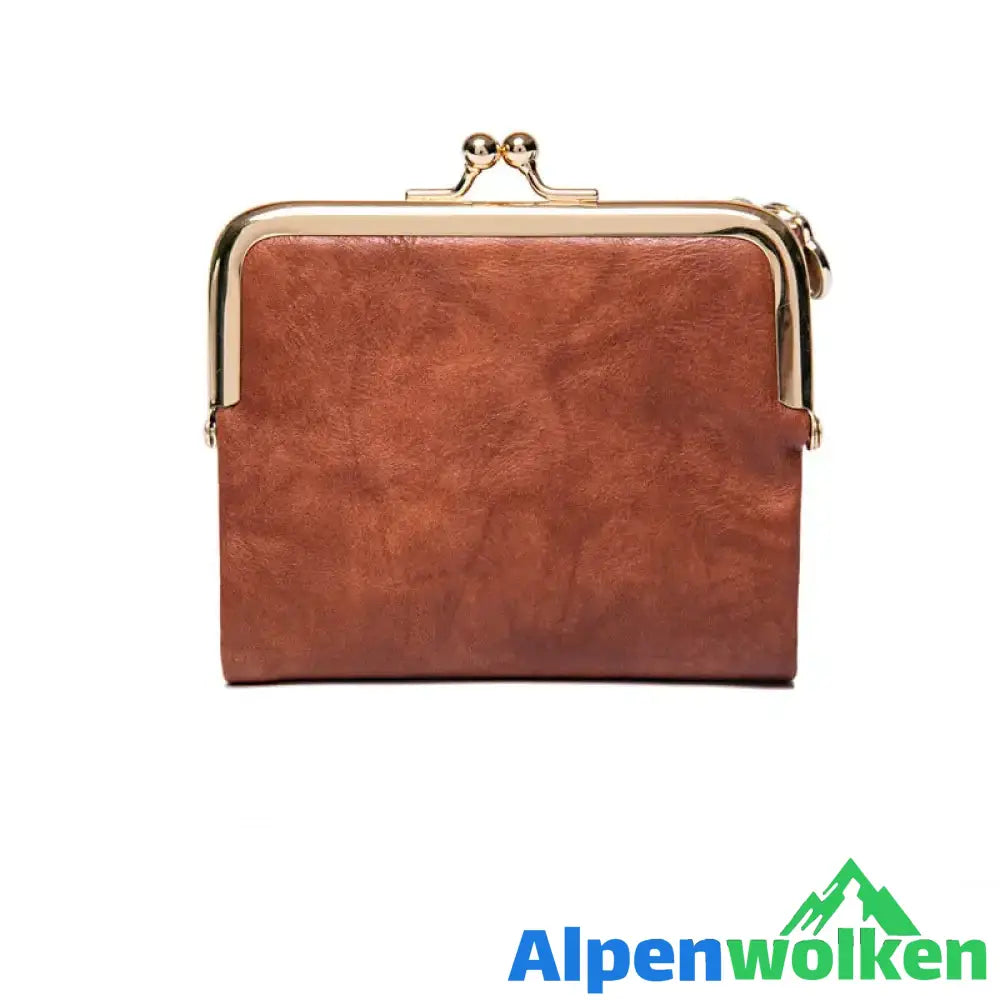 Alpenwolken - Mini Fashion Damen quadratische kurze Geldbörse Braun