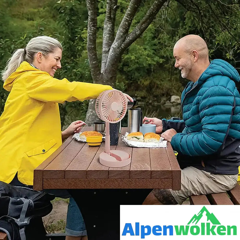 Alpenwolken - Mini-Lüfter mit faltbarem Teleskop-Handyhalter