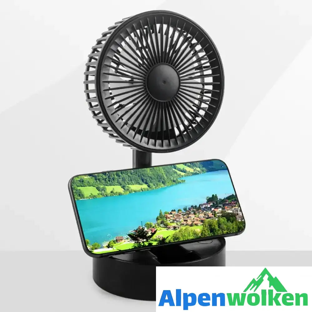 Alpenwolken - Mini-Lüfter mit faltbarem Teleskop-Handyhalter