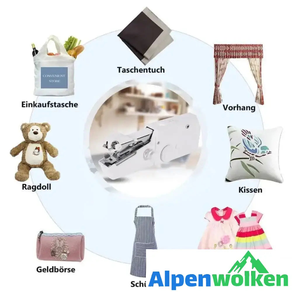 Alpenwolken - Mini Nähmaschine, Tragbare Handnähmaschine DIY Zuhause