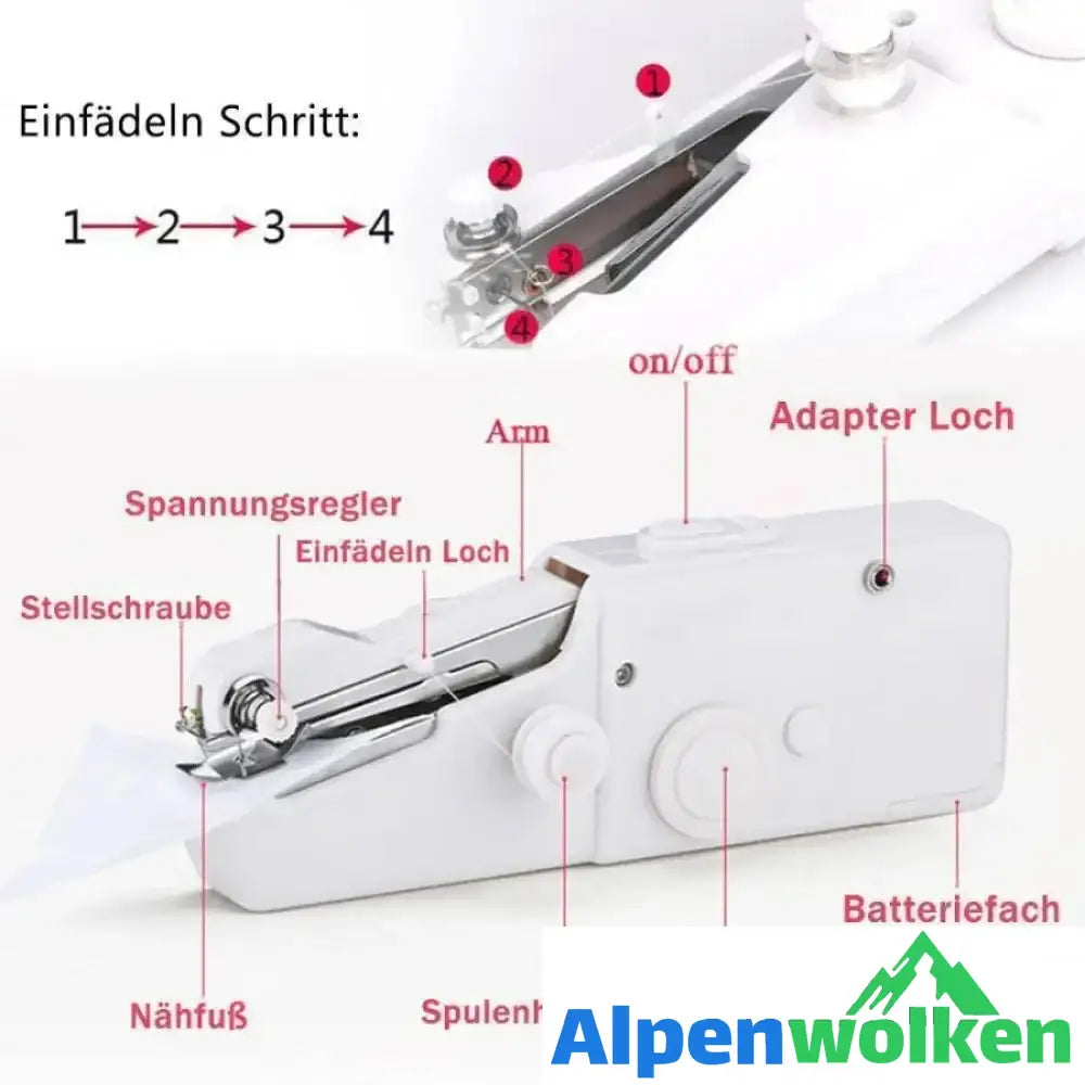 Alpenwolken - Mini Nähmaschine, Tragbare Handnähmaschine DIY Zuhause