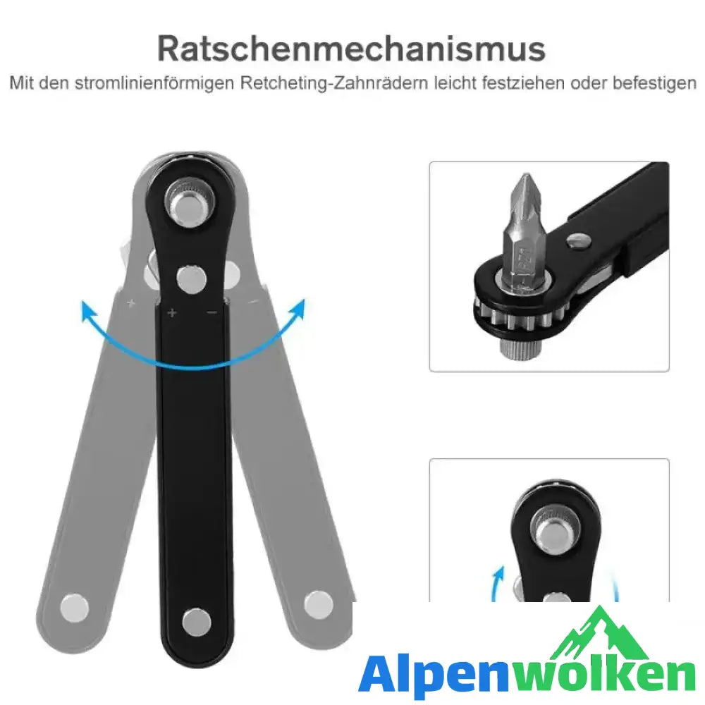 Alpenwolken - Mini-Ratschenversatz Schraubendreher und Bit Set