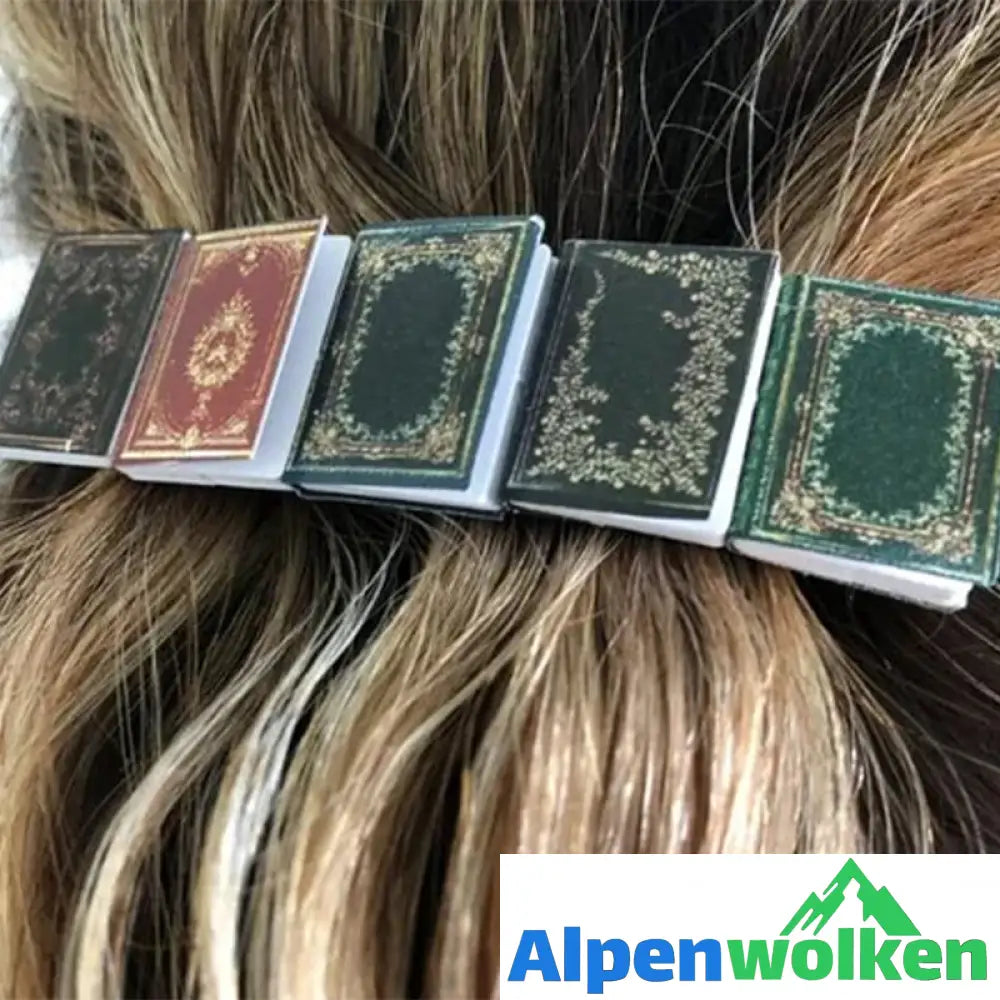 Alpenwolken - 📗📕📔📙Miniatur-Buch-Haarspange