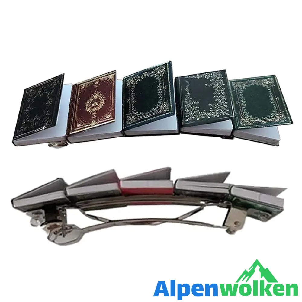 Alpenwolken - 📗📕📔📙Miniatur-Buch-Haarspange B