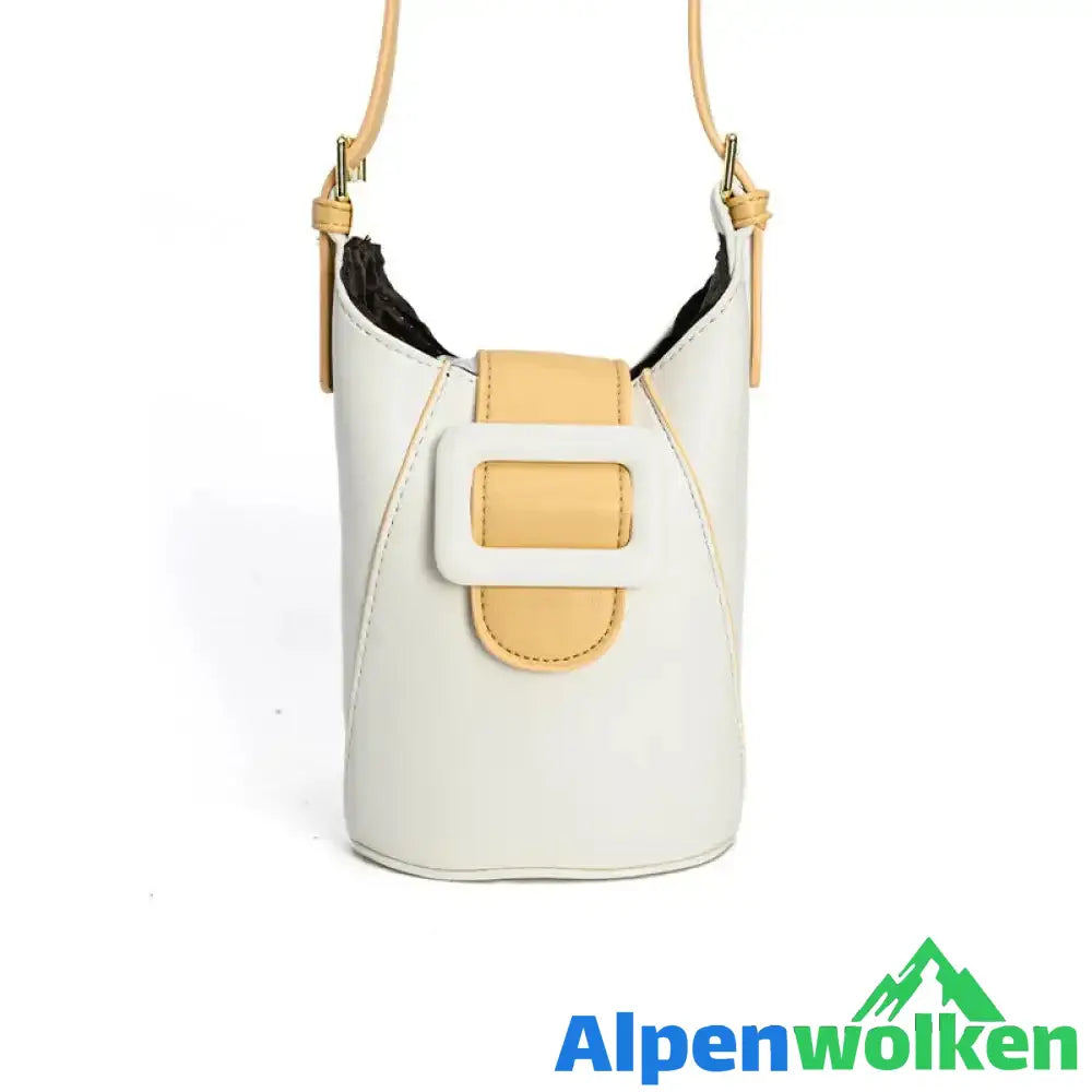 Alpenwolken - Minimalistische Bucket-Umhängetasche für Damen weiß