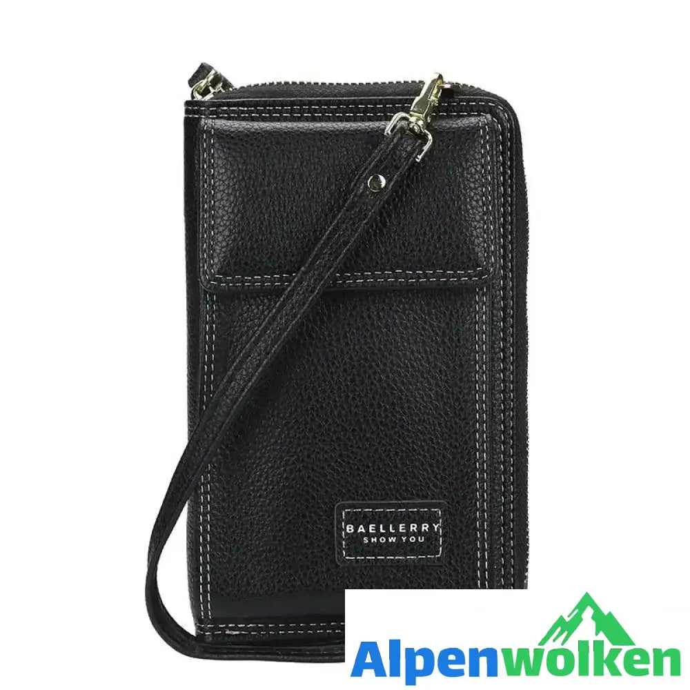 Alpenwolken - Mode Frauen PU-Leder Schultertasche, MINI Größe Schwarz