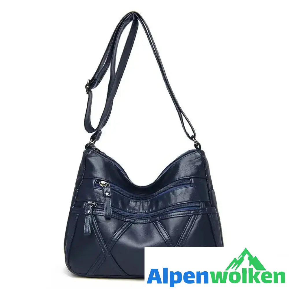 Alpenwolken - Mode Leder Mädchen Umhängetasche Dunkelblau