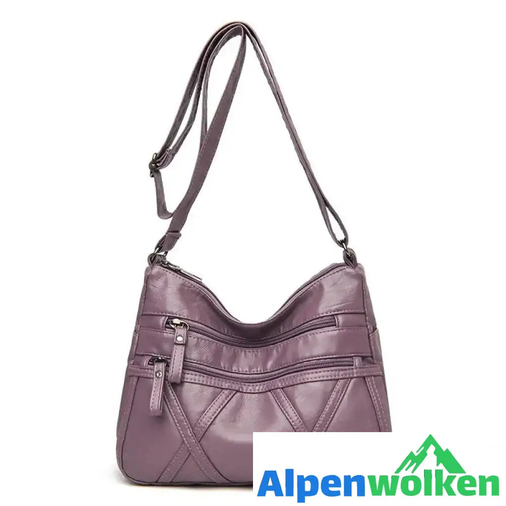 Alpenwolken - Mode Leder Mädchen Umhängetasche Lila