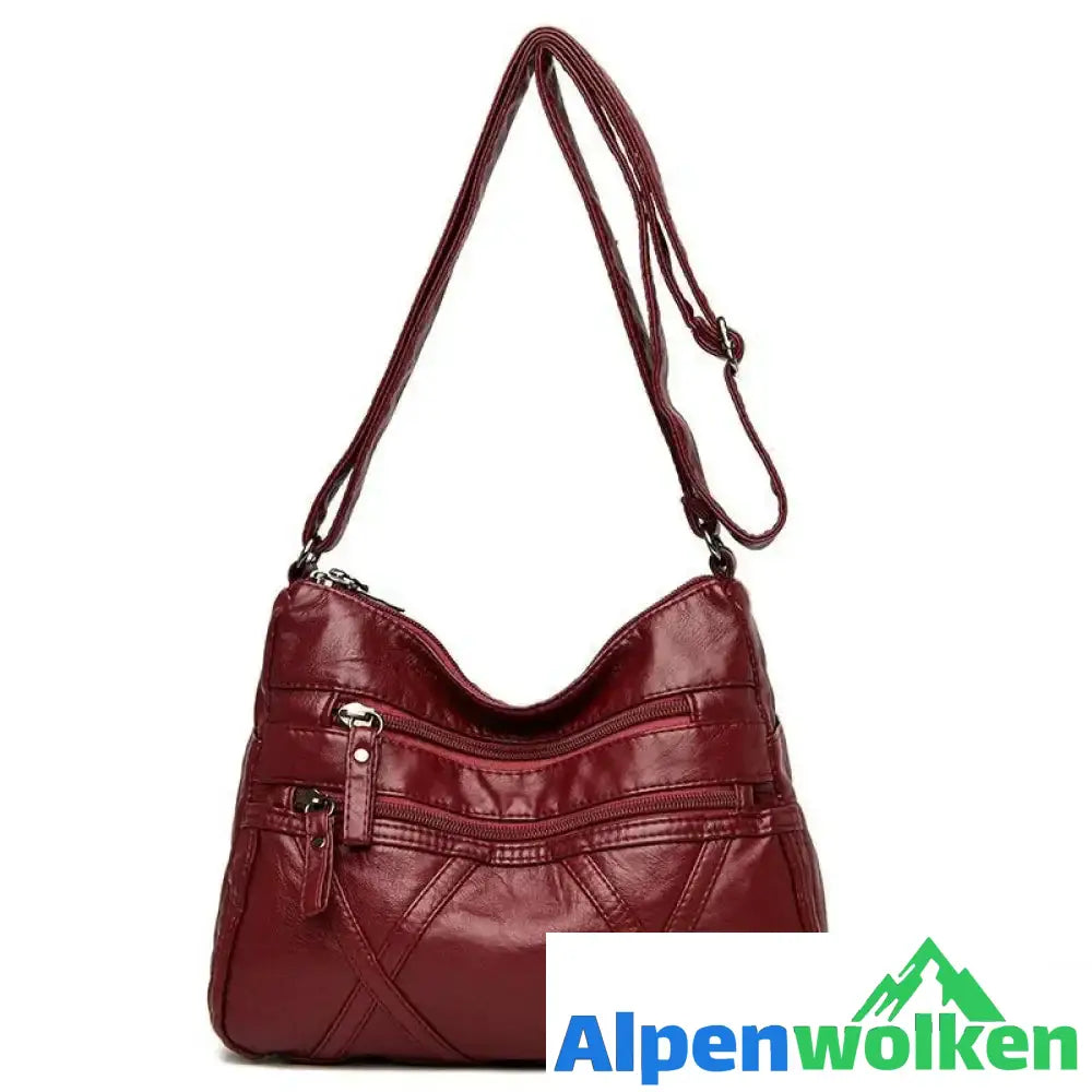 Alpenwolken - Mode Leder Mädchen Umhängetasche Rot