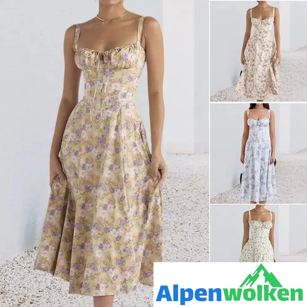 Alpenwolken - Mode Print Bustier-Sommerkleid