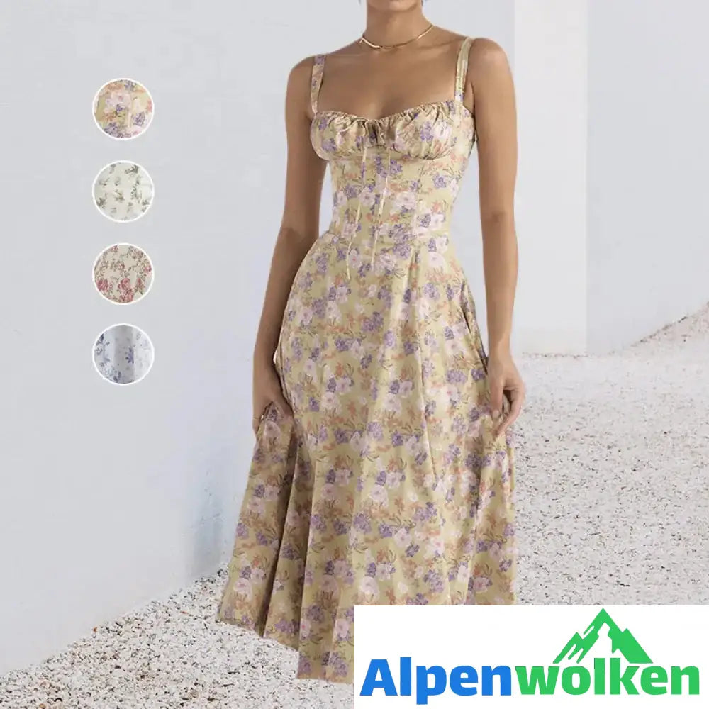 Alpenwolken - Mode Print Bustier-Sommerkleid