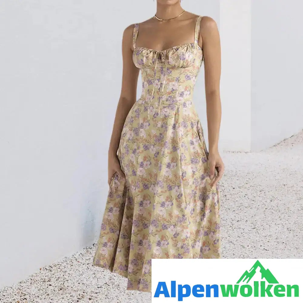 Alpenwolken - Mode Print Bustier-Sommerkleid