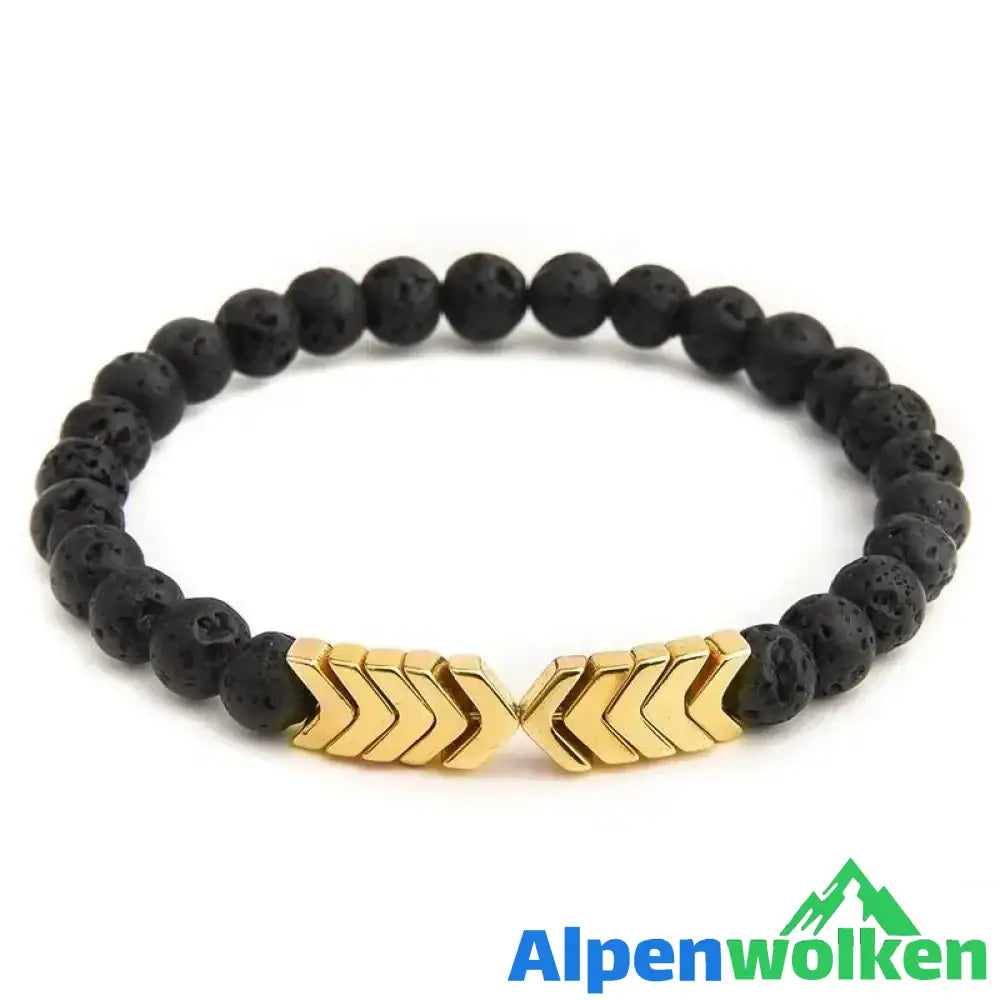 Alpenwolken - Mode Yoga Energie Naturstein Pfeilarmband golden