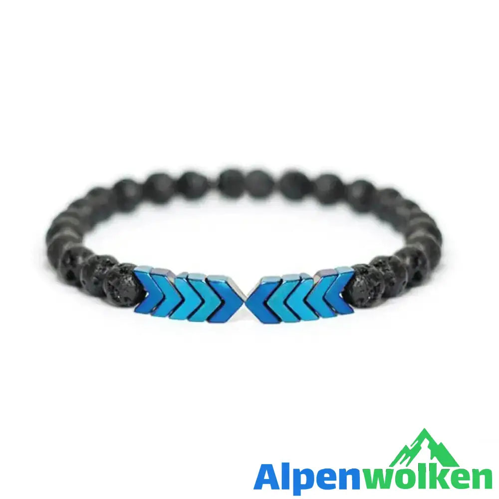 Alpenwolken - Mode Yoga Energie Naturstein Pfeilarmband saphirblau