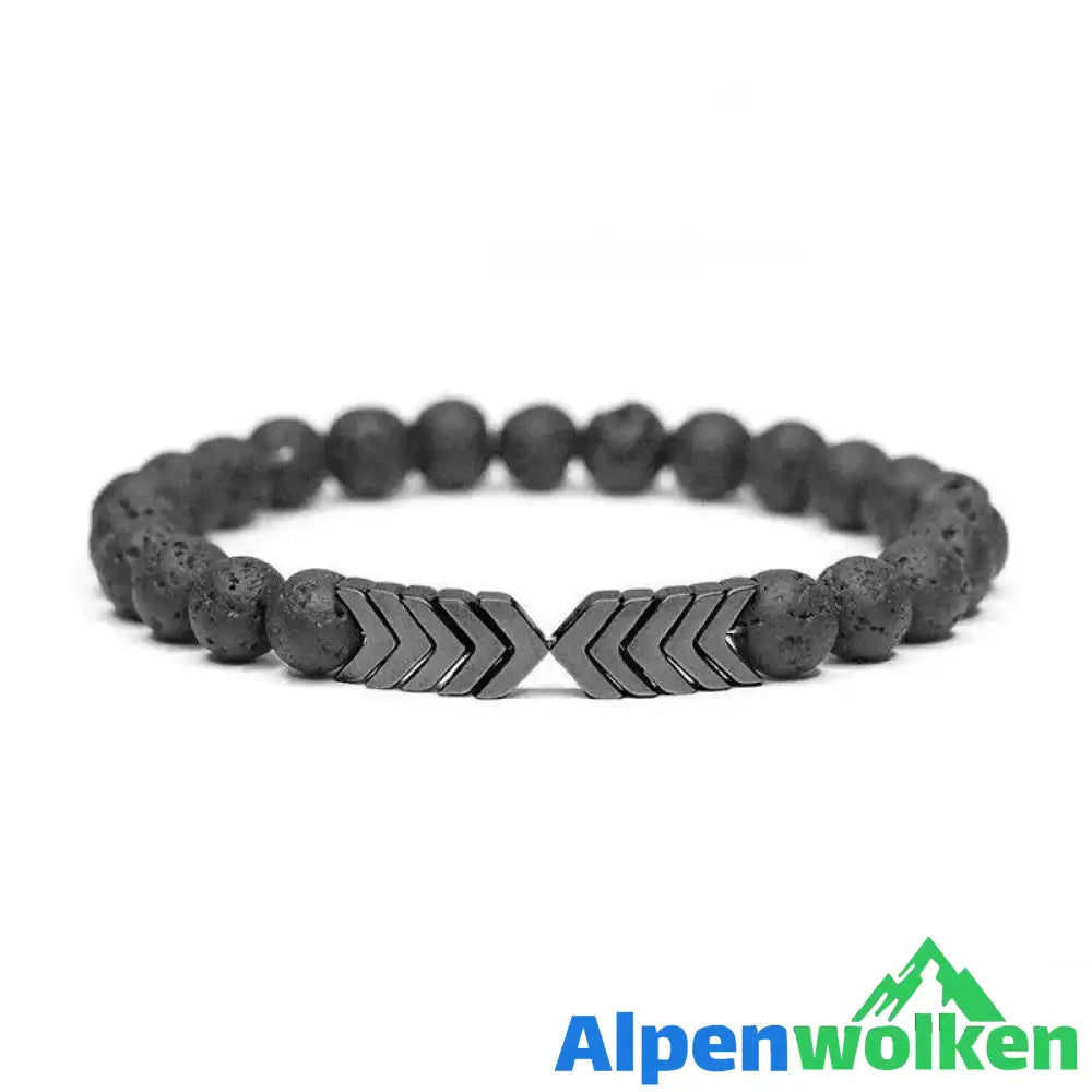 Alpenwolken - Mode Yoga Energie Naturstein Pfeilarmband schwarz