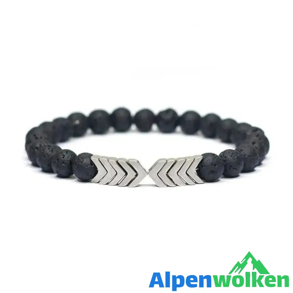 Alpenwolken - Mode Yoga Energie Naturstein Pfeilarmband silbern