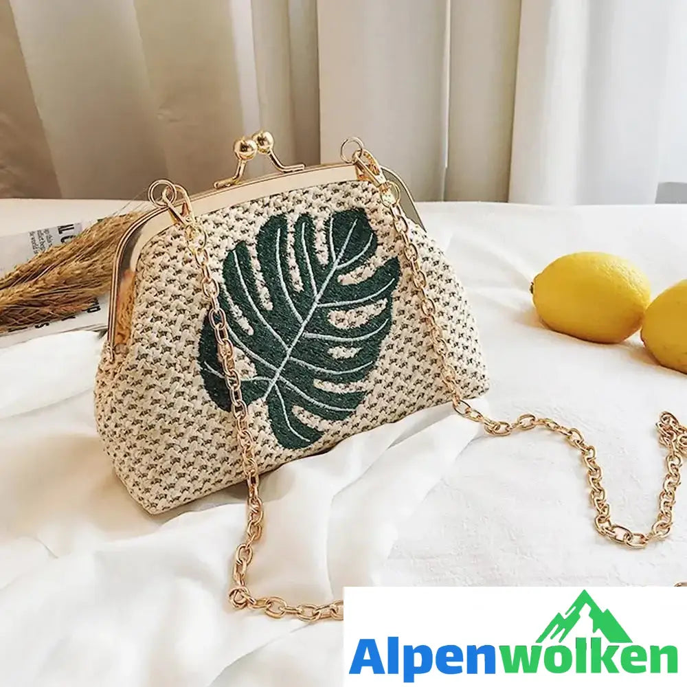 Alpenwolken - Modische Damen Strohflechttache Blatt