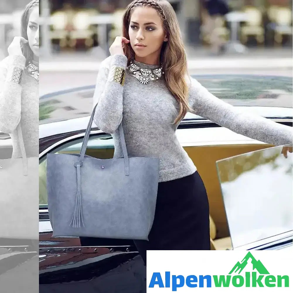 Alpenwolken - Modische Damen Tasche mit Quasten