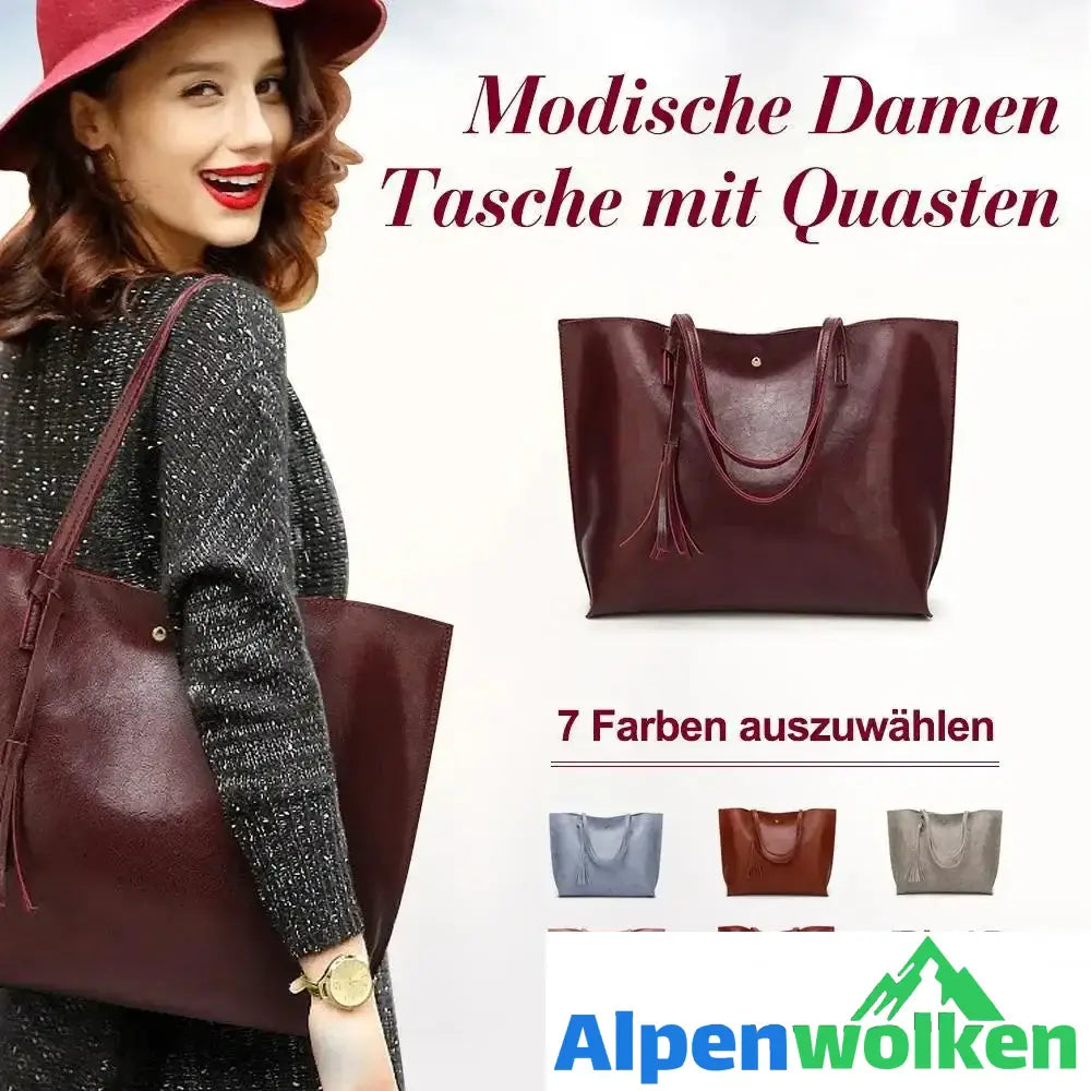 Alpenwolken - Modische Damen Tasche mit Quasten