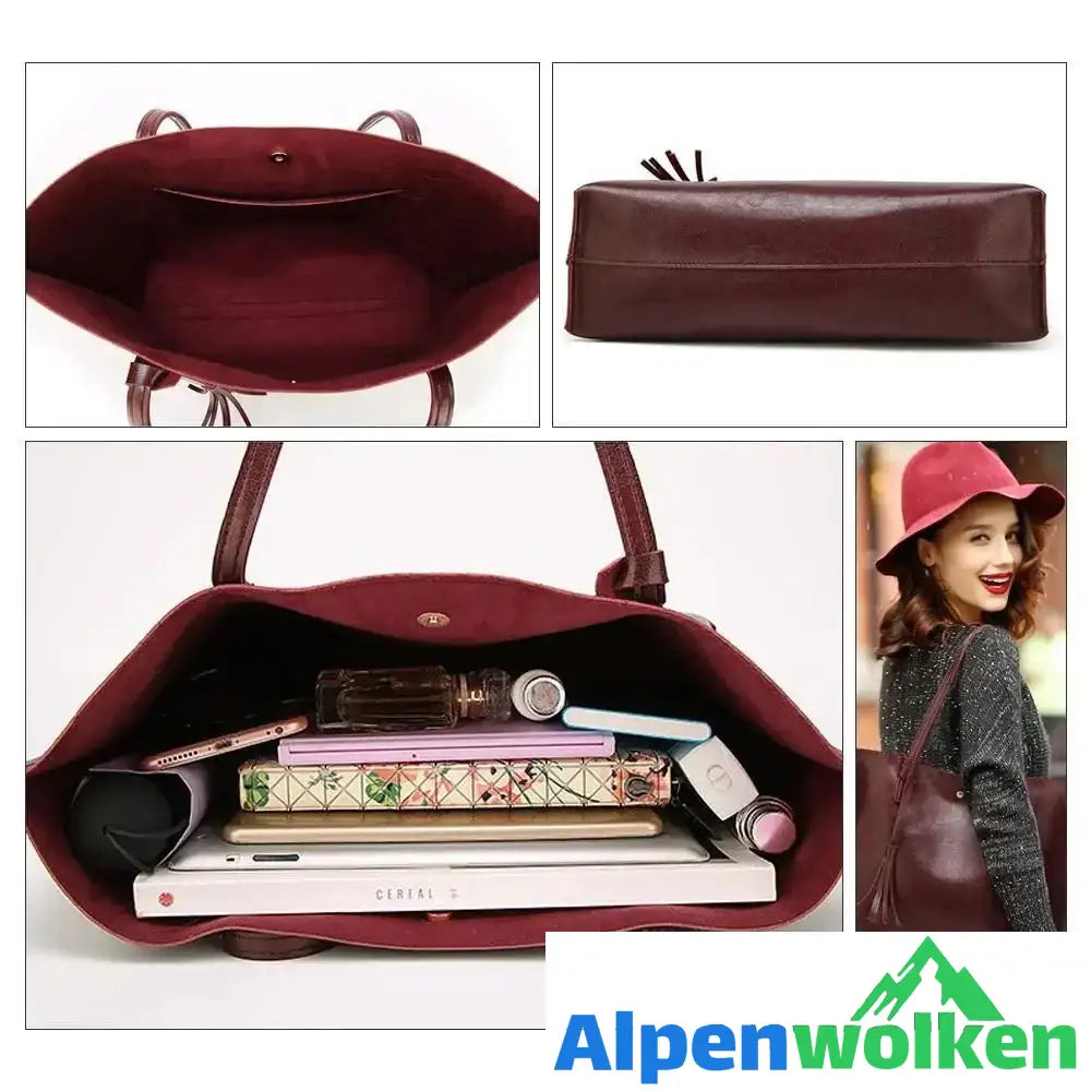 Alpenwolken - Modische Damen Tasche mit Quasten