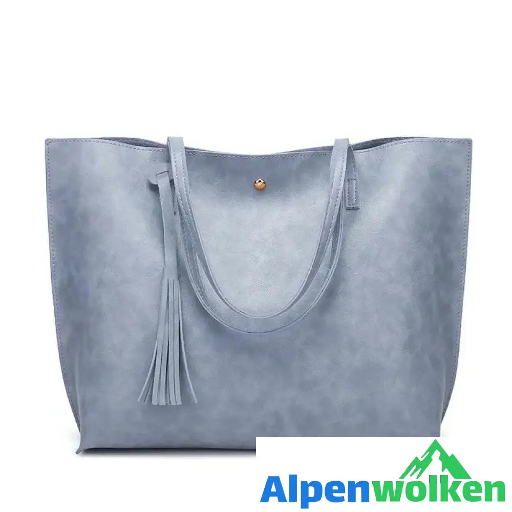 Alpenwolken - Modische Damen Tasche mit Quasten Blau