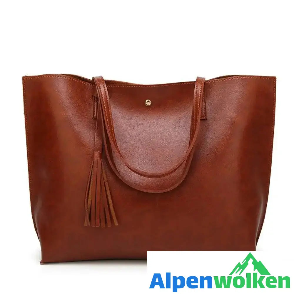 Alpenwolken - Modische Damen Tasche mit Quasten Braun