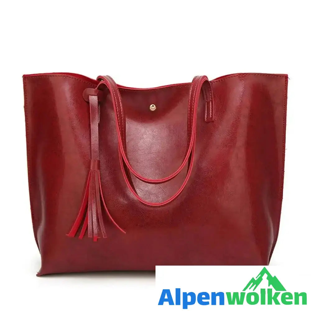 Alpenwolken - Modische Damen Tasche mit Quasten Rot