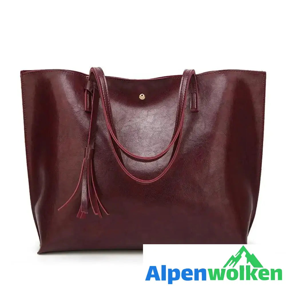 Alpenwolken - Modische Damen Tasche mit Quasten Weinrot