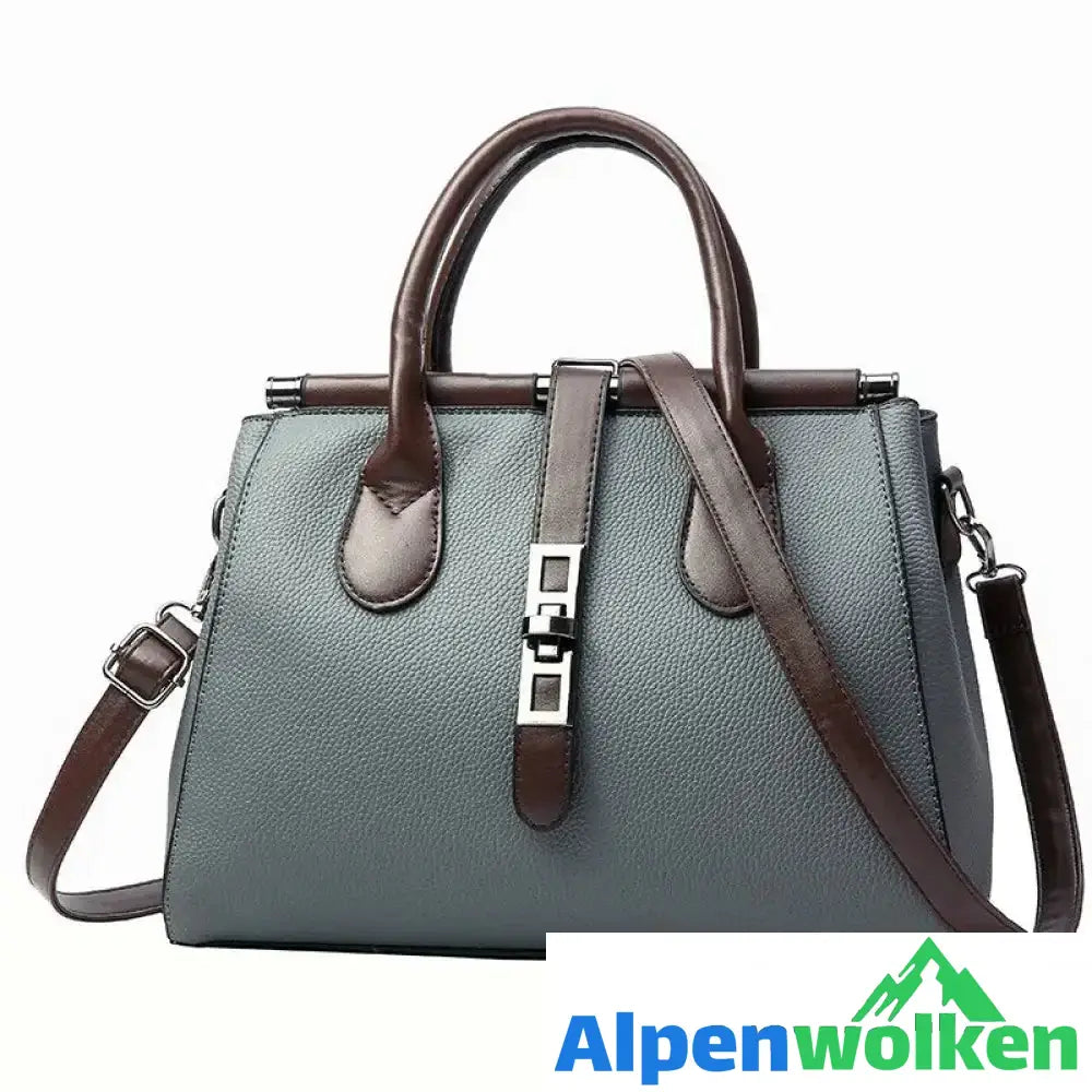 Alpenwolken - Modische Damen Umhängetasche & Handtasche aus PU Leder grau